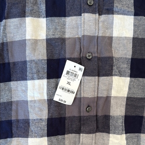 NEW Club Room Blue and White Plaid Flannel Button Down Shirt Men XL - Picture 2 of 7
